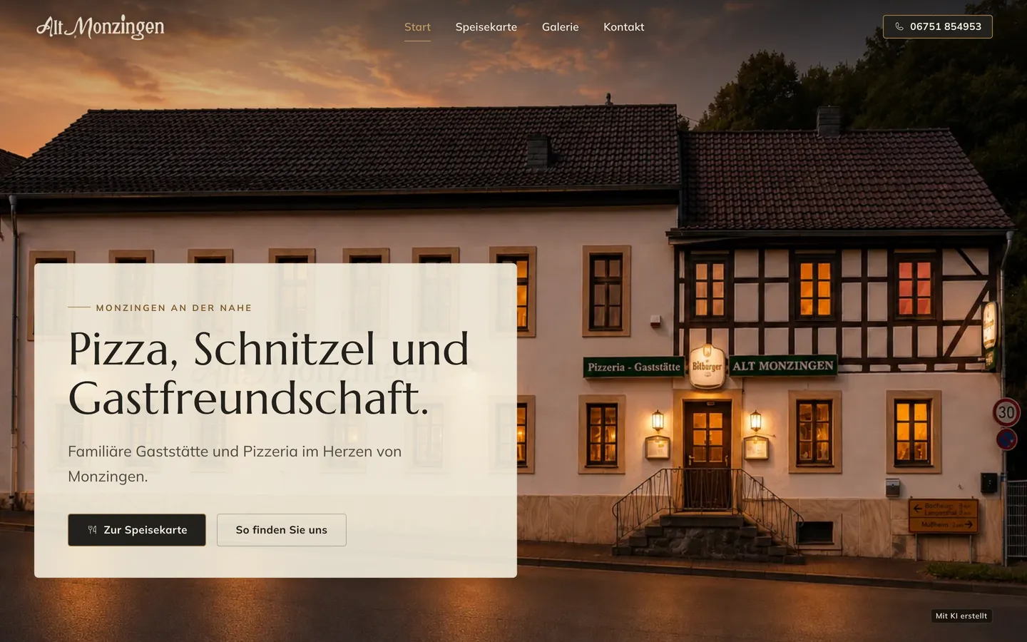 Startseite von Alt Monzingen auf dem Computer